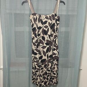 BCBG Maxazria 100% Silk Leaf Print Dress